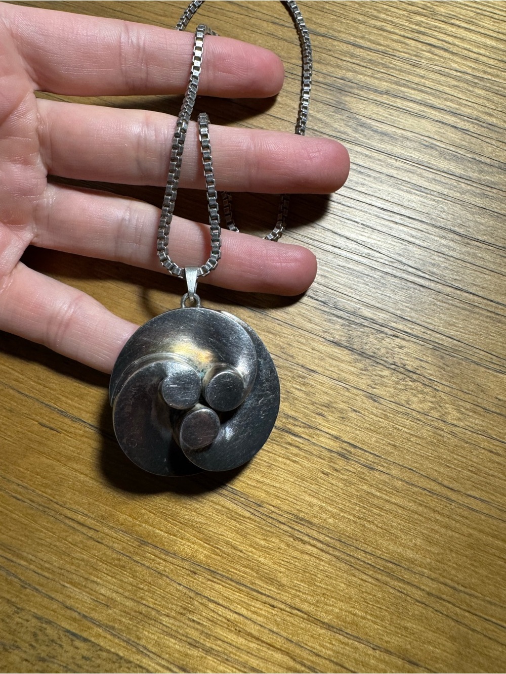 Taxco Blackened Silver Round Brooch Pendant - Picture 8 of 9